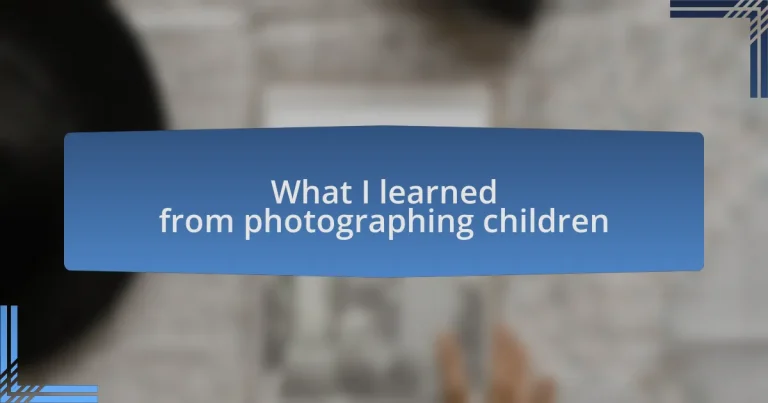 What I learned from photographing children