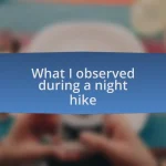 What I observed during a night hike